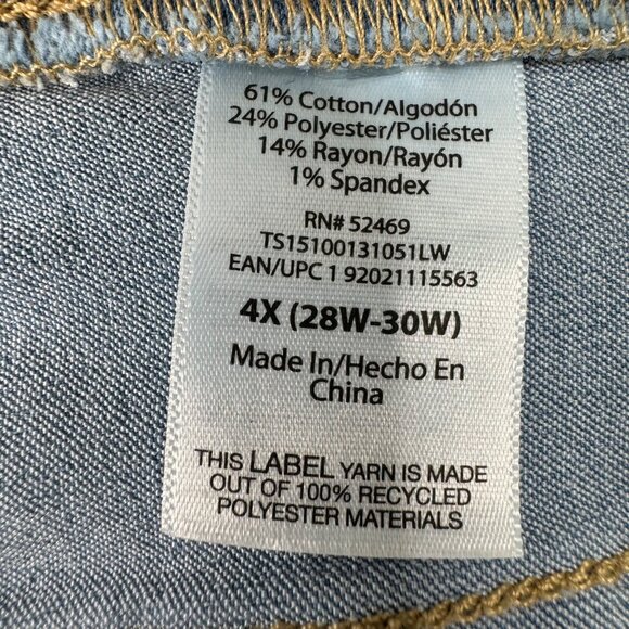 Terra & Sky Womens 4X Capri Jeggings Pull-On Light Wash Stretch Fabric - Picture 4 of 9